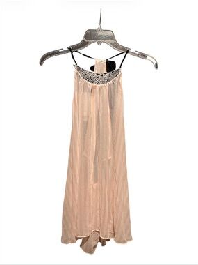NWOT Sheer Nightgown with Bling crystal  Neckline - Blush Pink and panty